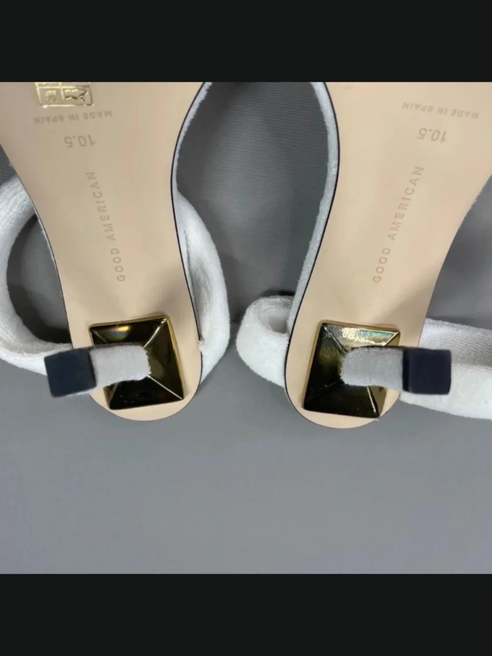 Good American Shoes Womens 10.5 white terry slip on strappy heels summer - Picture 9 of 11